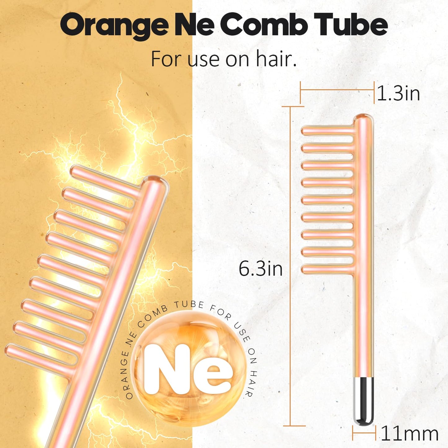 Comb Glass Tube Replacement for TUMAKOU Facial Device - Orange Accessory