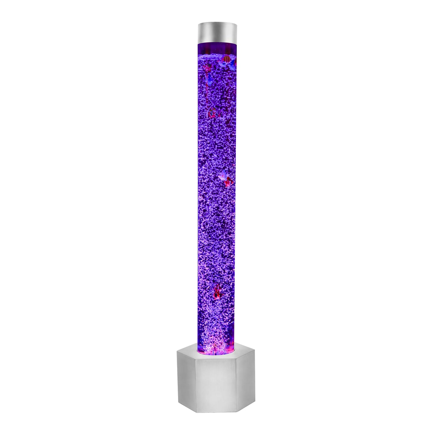 Special Supplies Aquarium Sensory Fish Bubble Light Tube With 16 Led Color Changing Nightlight Effect  Remote Control-Includes 12 Fish  Floor Standing Lamp For Kids And mature-themeds (5 Ft) (Hexagon)