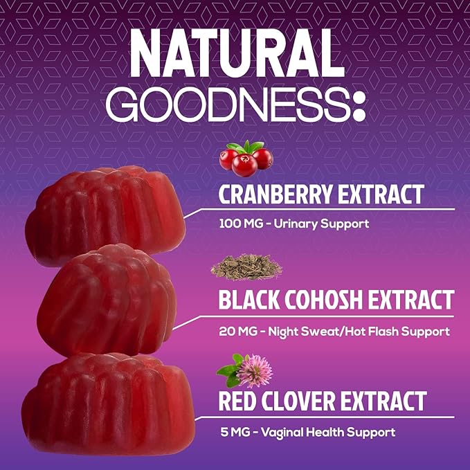 Menopause Supplements for Women - Probiotic for Women Gummy, 3 Billion CFU Natural Menopause Relief for Mild Hot Flashes & Night Sweats, PH, Vaginal Health Support, Probiotic Supplement - 120 Gummies