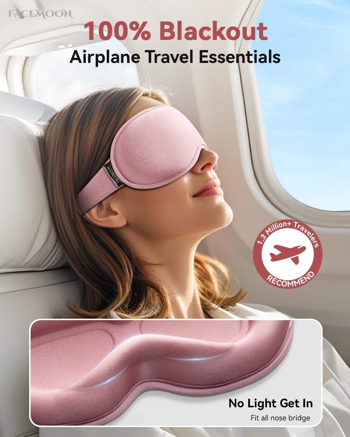 3D Weighted Sleep Mask for Women: 100% Light Blocking - Night Shift Nurse Essentials, Road Trip Travel & Long Flight, College Dorm Essentials for Girls - Lash-Friendly, Zero Eye Pressure, Pink