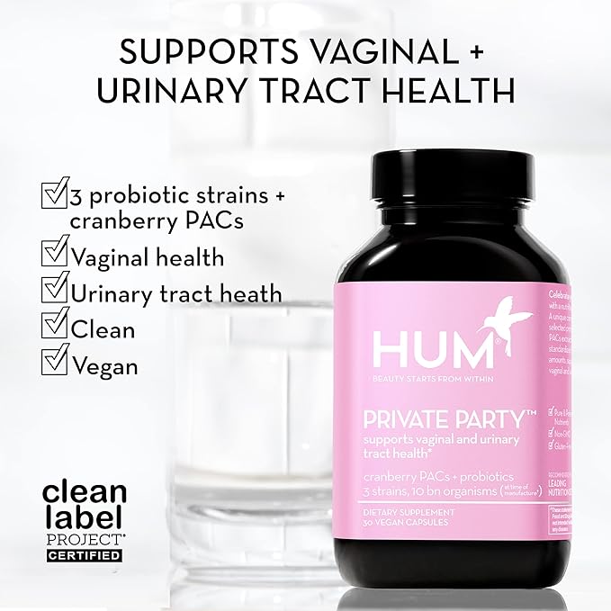 HUM Private Party - Vaginal Probiotics for Women's Health, pH Balance Supplement, and Urinary Tract Support with Cranberry & Lactobacillus Blend | Cranberry Pills, (90 Capsules)
