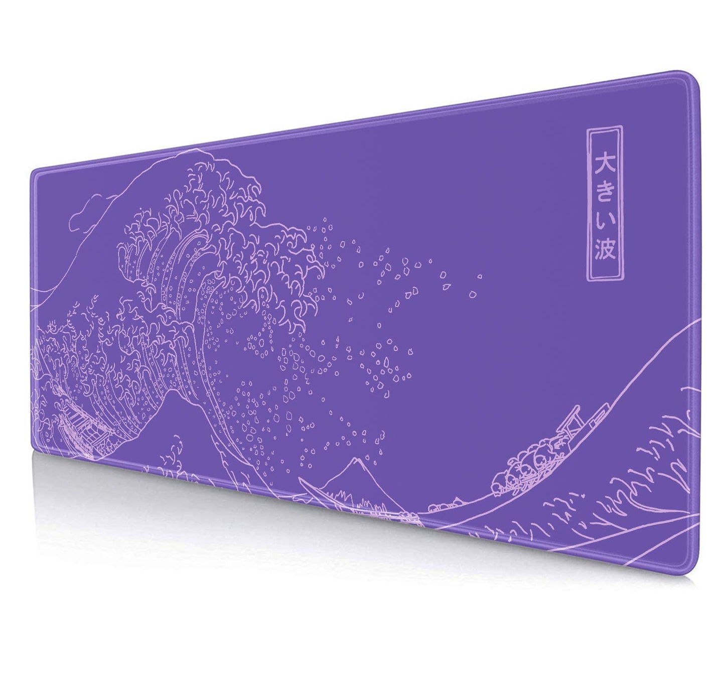 LTHAOGUO Great Wave XXL Gaming Mouse Pad, Purple Minimalist Japanese Desk Mat, Cute Gamer Aesthetic Mousepad, Extended Mousepad, Non-Slip Rubber Base Lilac Desk Pad for Office- 31.5 X 11.8 Inch