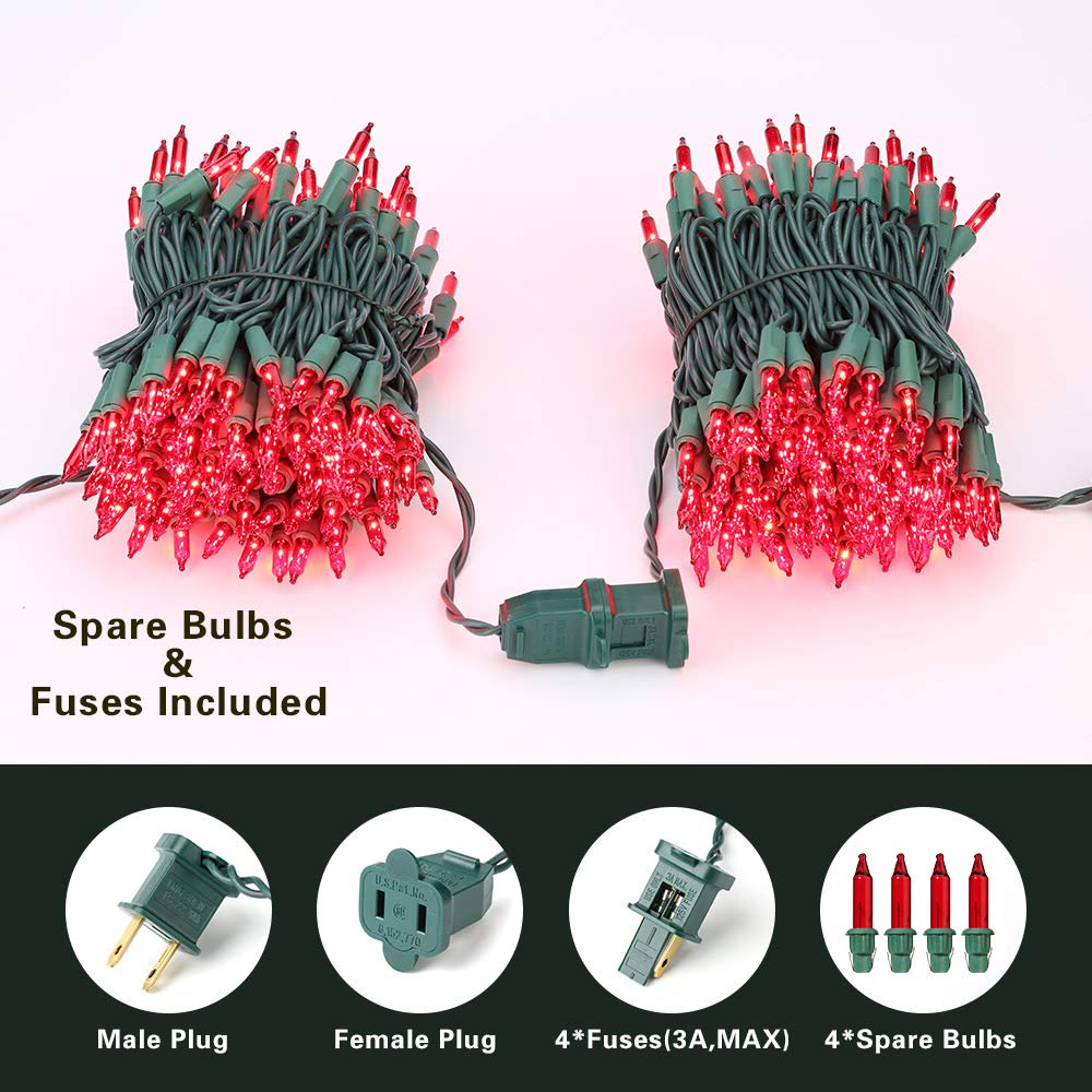 Brizlabs Red Christmas String Lights - 300 Count, 69.6Ft, Ul Certified Indoor/Outdoor, Connectable Incandescent Decor For Xmas Tree & Garden