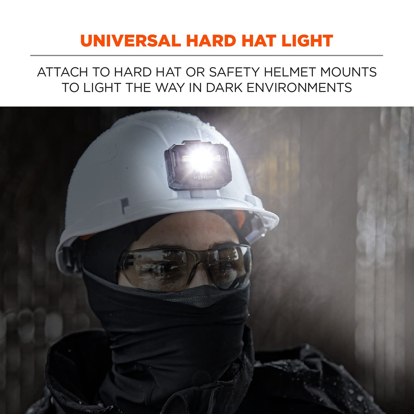 Ergodyne 60197 Skullerz 8987 Rechargeable Hard Hat LED Light, Metal, Orange