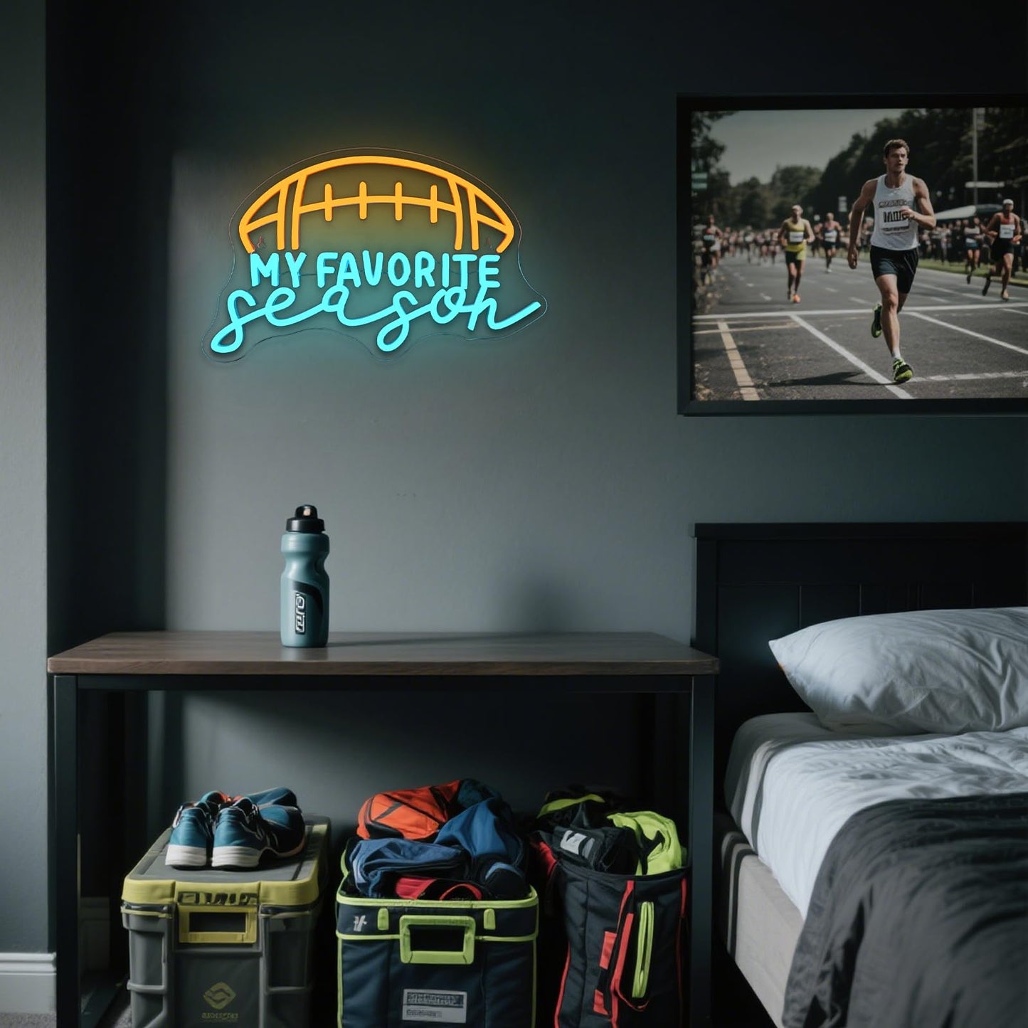 Wanxing Football Neon Sign - Dimmable LED Light, 7.8inx16.5in, Colorful Design for College Room, Christmas Gift for Football Fans