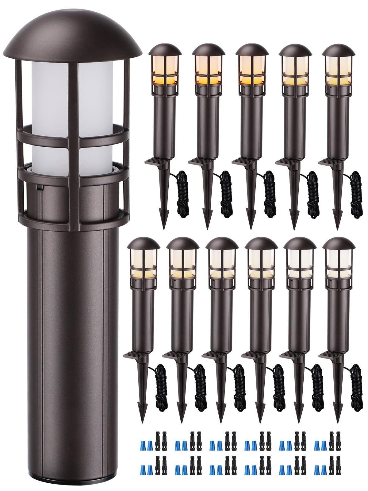 LEONLITE 12-Pack Landscape Pathway Lights, 3W LED, 12-24V, Aluminum, 5CCT, Model A-50182, ETL Listed