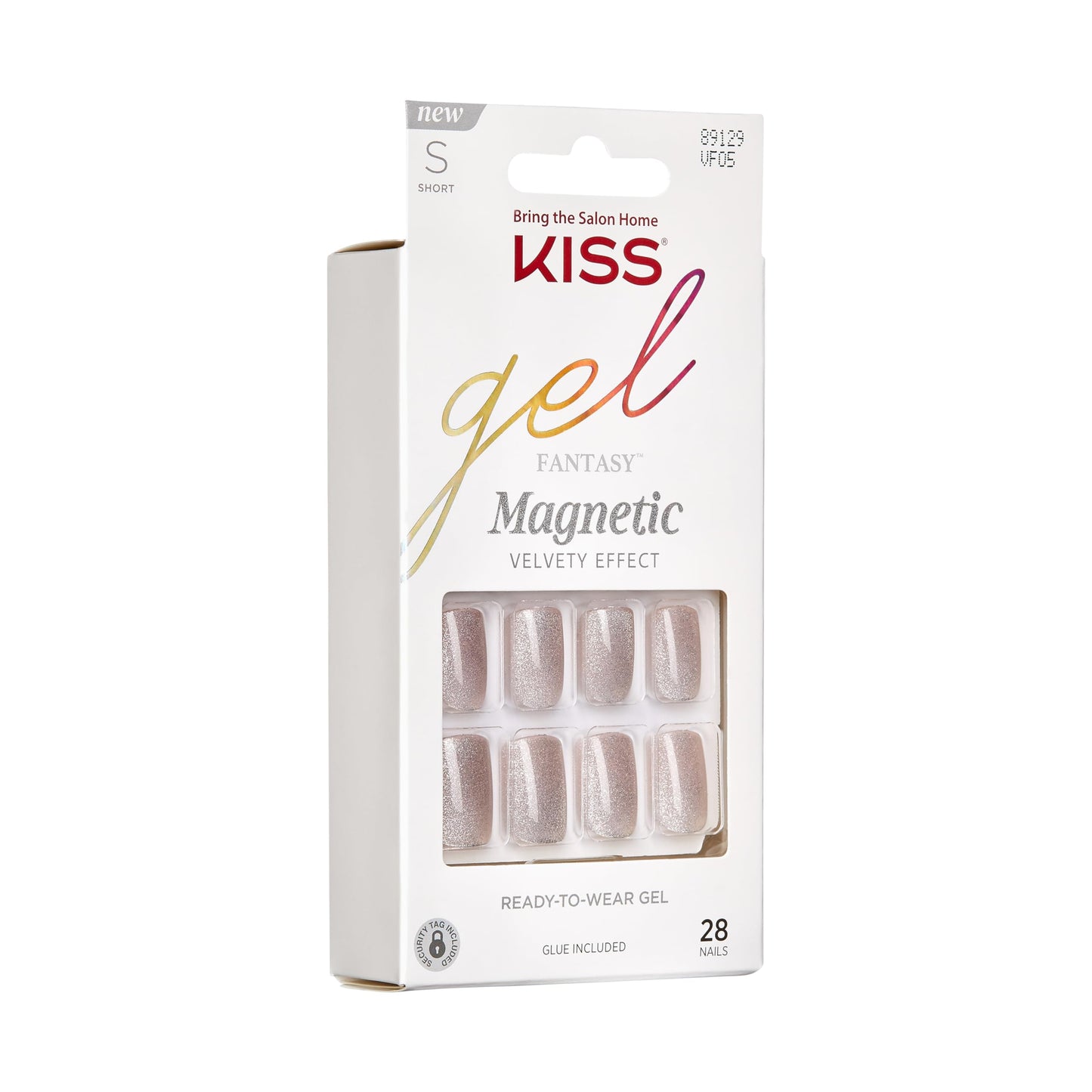 KISS Gel Fantasy Magnetic Gel Nails - Dignity, Blue Fashion Nails, Short & Square, Easy Application, Waterproof, Chip Proof, Smu