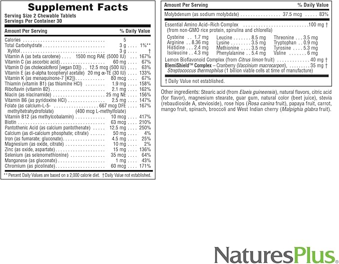 Natures Plus Source of Life Power Teen for Him, Wild Berry - 60 Chewable Tablets, Pack of 2 - High Potency Teenage Multivitamin - Gluten Free, Sugar Free - 60 Total Servings