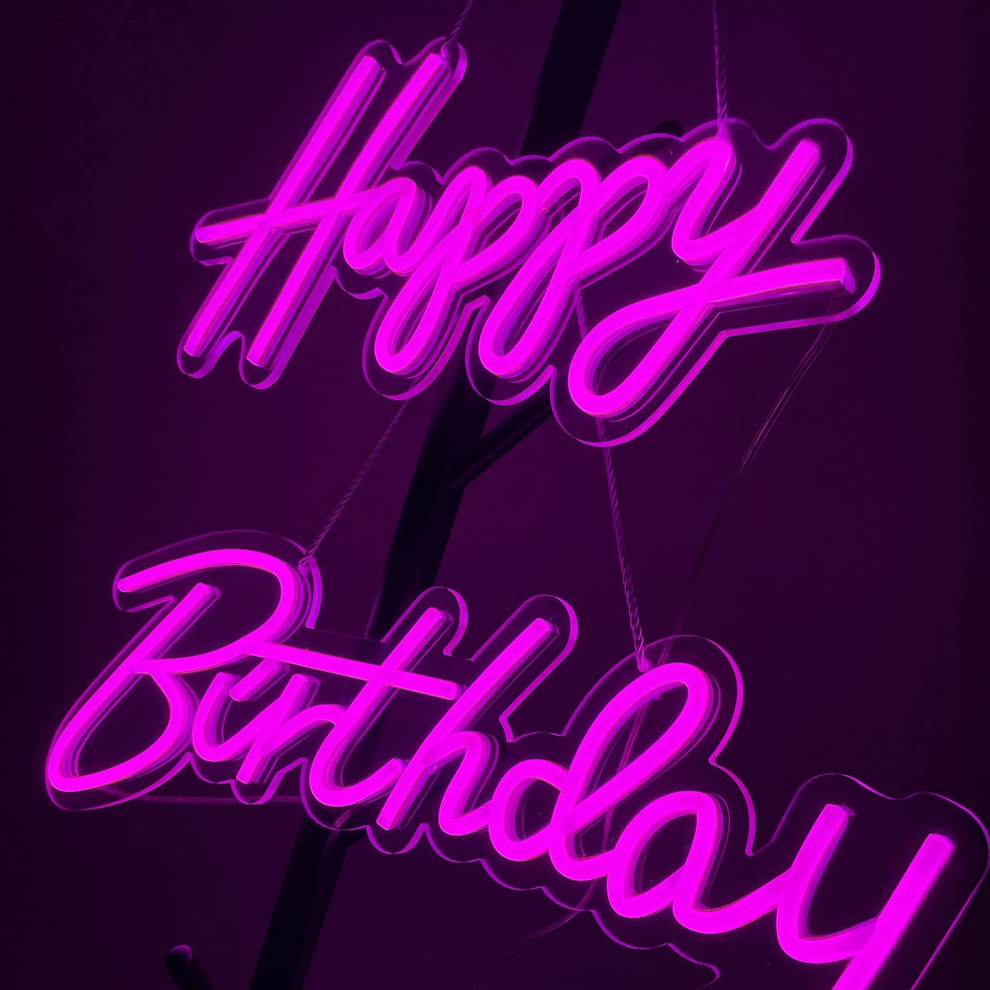ASIUXIRS Neon Sign - Happy Birthday Wall Art - 37x8 Inch - Pink - Acrylic