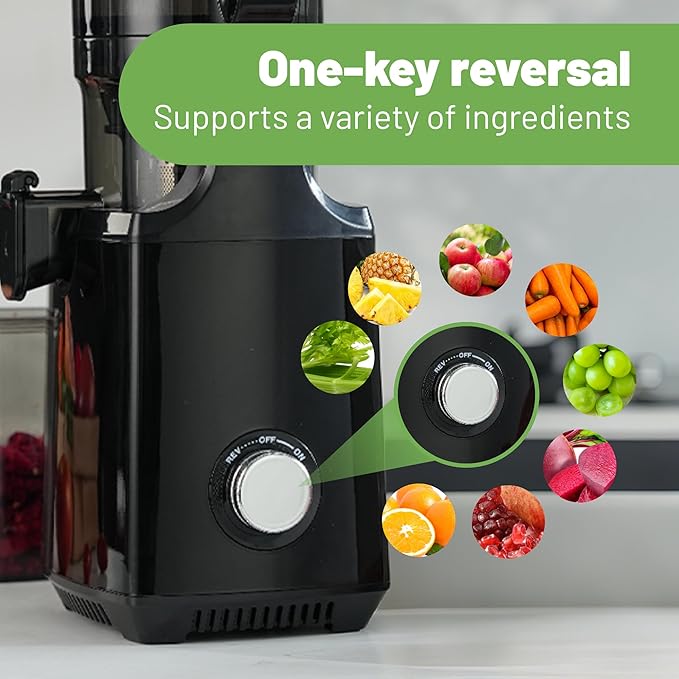 Fretta Cold Press Juicer,Juicer Machines Vegetable and Fruits,Masticating Juicer with 5.3'' Large Feed Chute fit Whole Fruits,BPA-Free, Reverse Function,250W
