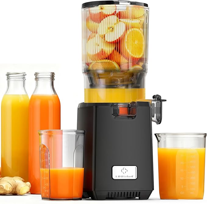 LINKChef Cold Press Juicer Machines, 130mm Diameter and 1.8L Capacity Juicers Whole Fruit and Vegetable, 250W Masticating Slow Juicer with Automatic Cutting, BPA-Free Tritan