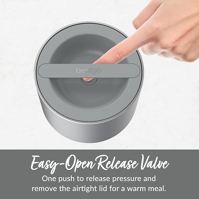 Bentgo Stainless Insulated Food Container - 2.4 Cups (19 oz), Triple-Layer Insulation, Vacuum Seal, Leak-Proof, Built-In Handle, Wide Opening, Premium Stainless Steel, for Cool/Warm Foods (Steel)
