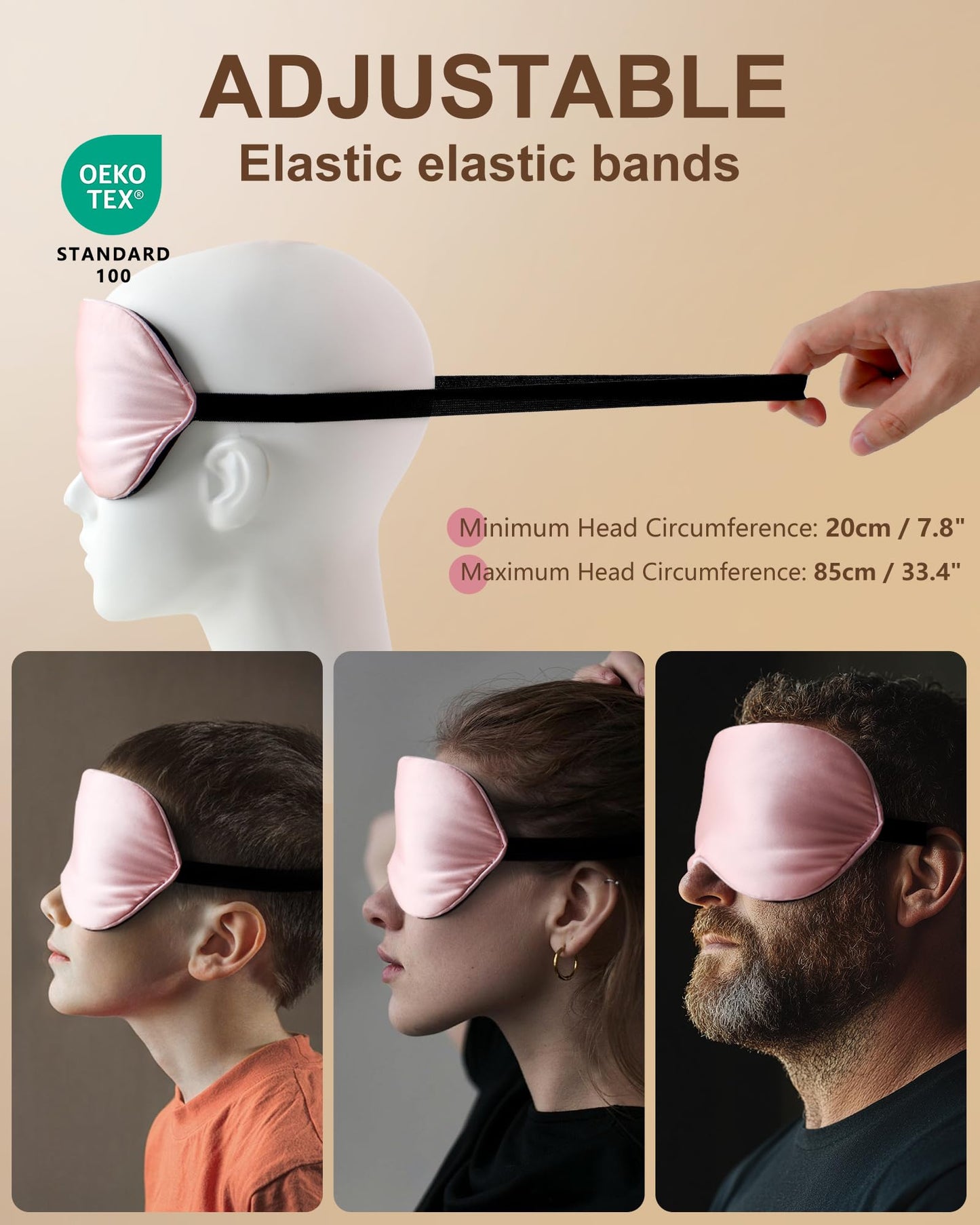 BLSSNZ Silk Sleep Mask for Women - Soft Breathable Organic Natural Mulberry Silk Fabric Blackout Eye Mask for Sleeping with Adjustable Straps No Pressure Eye Mask for Travel Essentials Gifts (Pink)