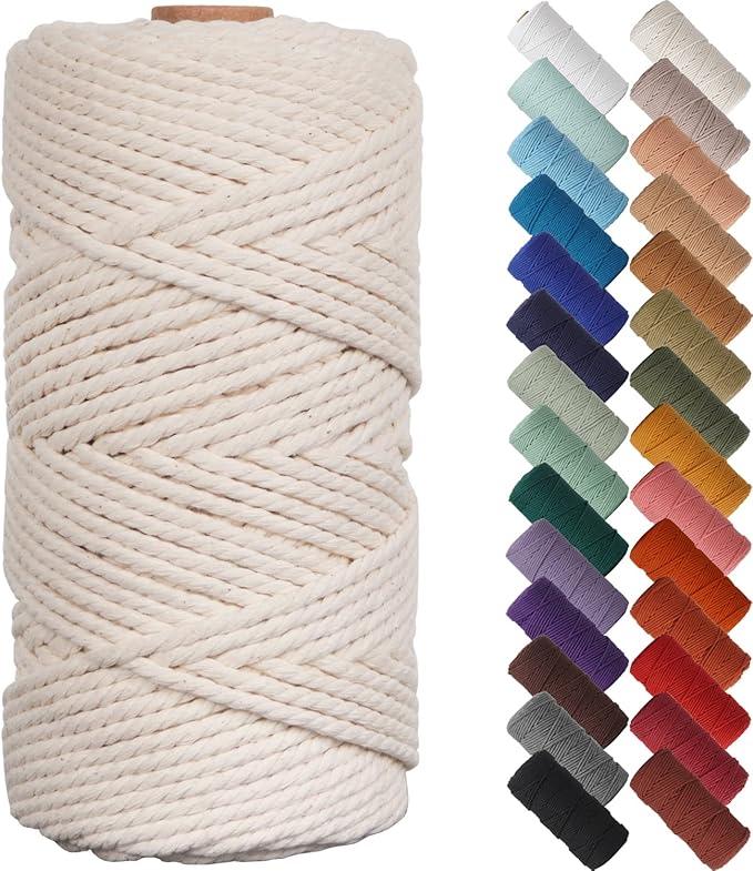 NOANTA Natural Macrame Cord 3mm x 109Yards, Beige Macrame Rope, Cotton Cord for Wall Hanging, Plant Hangers, Christmas Cra...