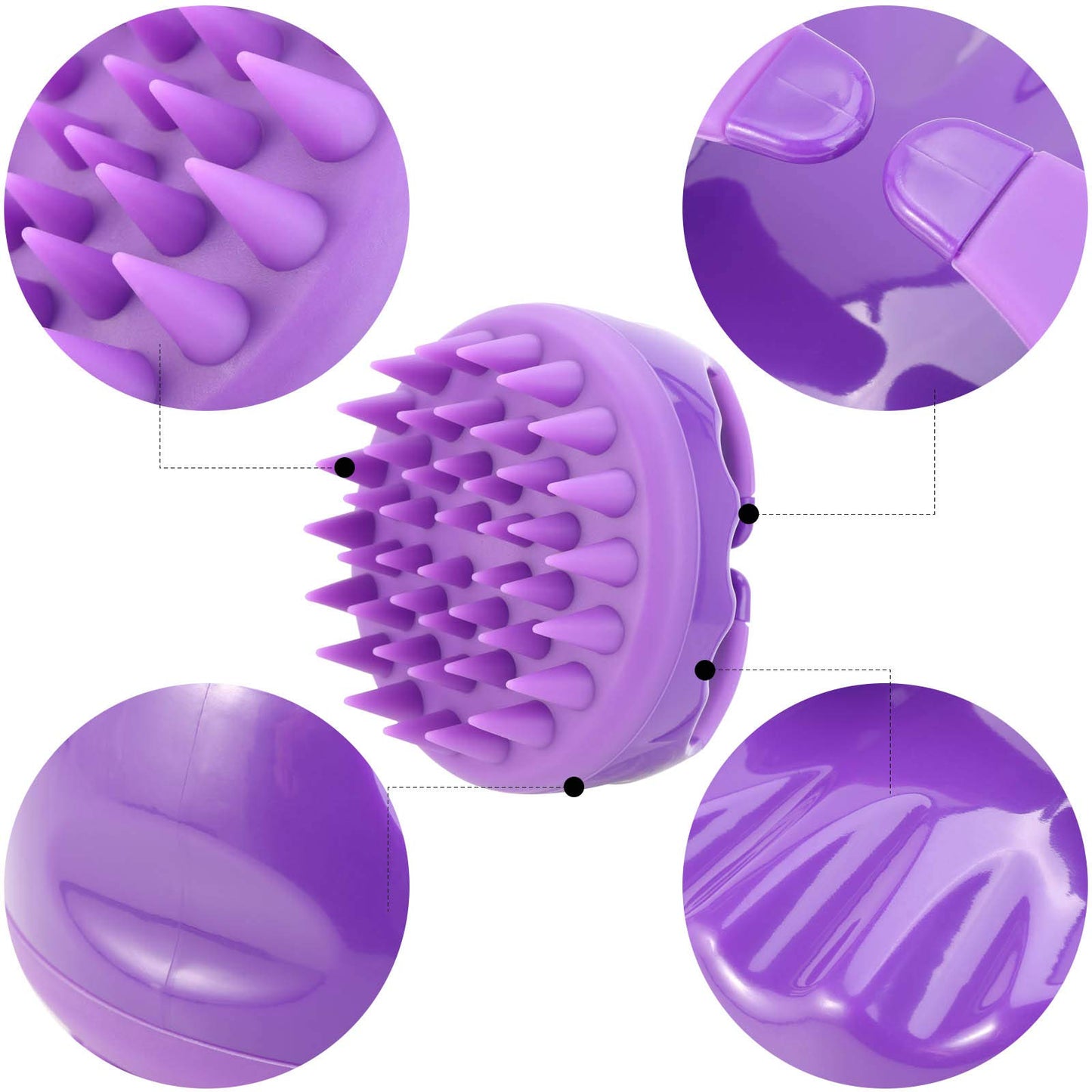 BTYMS Silicone Scalp Scrubber Hair Shampoo Brush, Head Scrubber Hair Wash Brush Cleansing Dandruff Brush - Purple