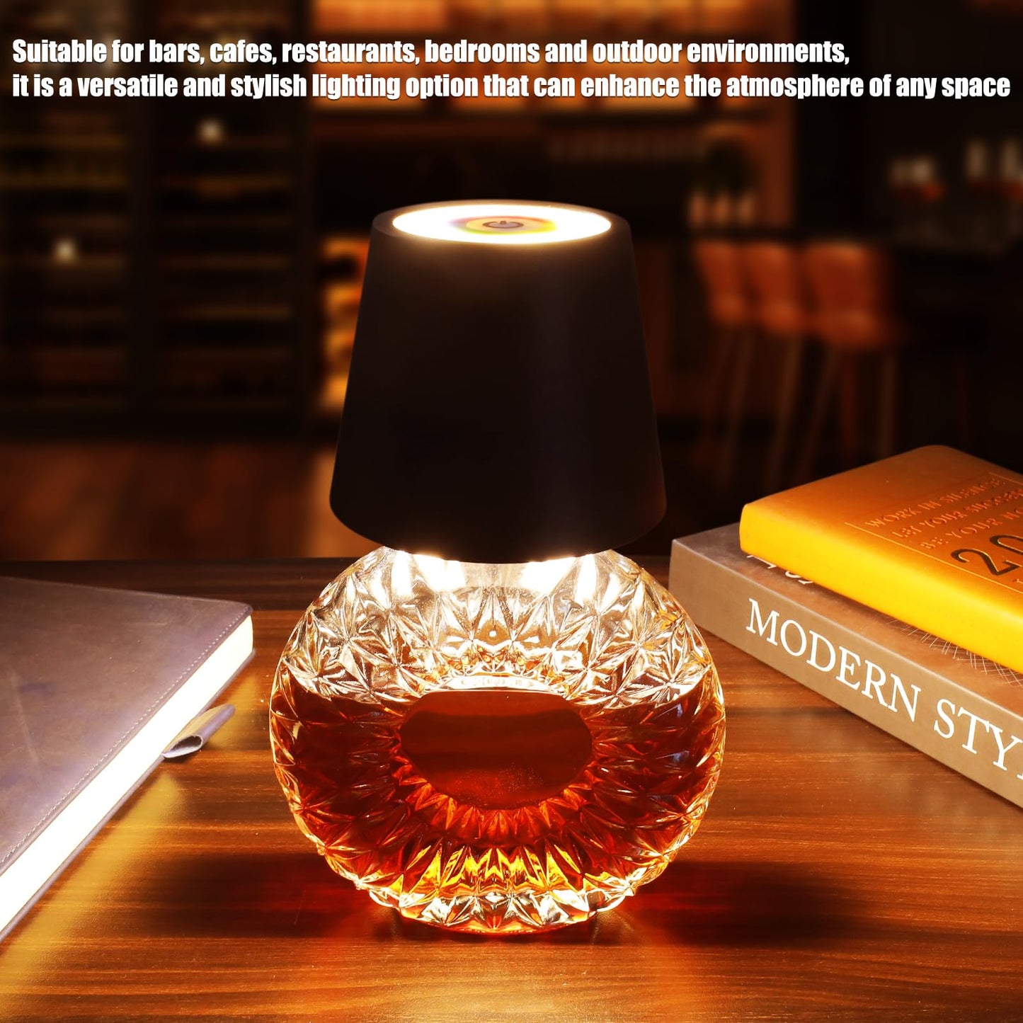 Tgxcf Wireless Bottle Lamp With Metal  Rgb Modes & 3 Color Stepless Dimming Wine Bottle Lamp Shade  Touch Led Rechargeable Dimmable Bottle Table Lamp  For Dining Room Bedroom Bar(Black)