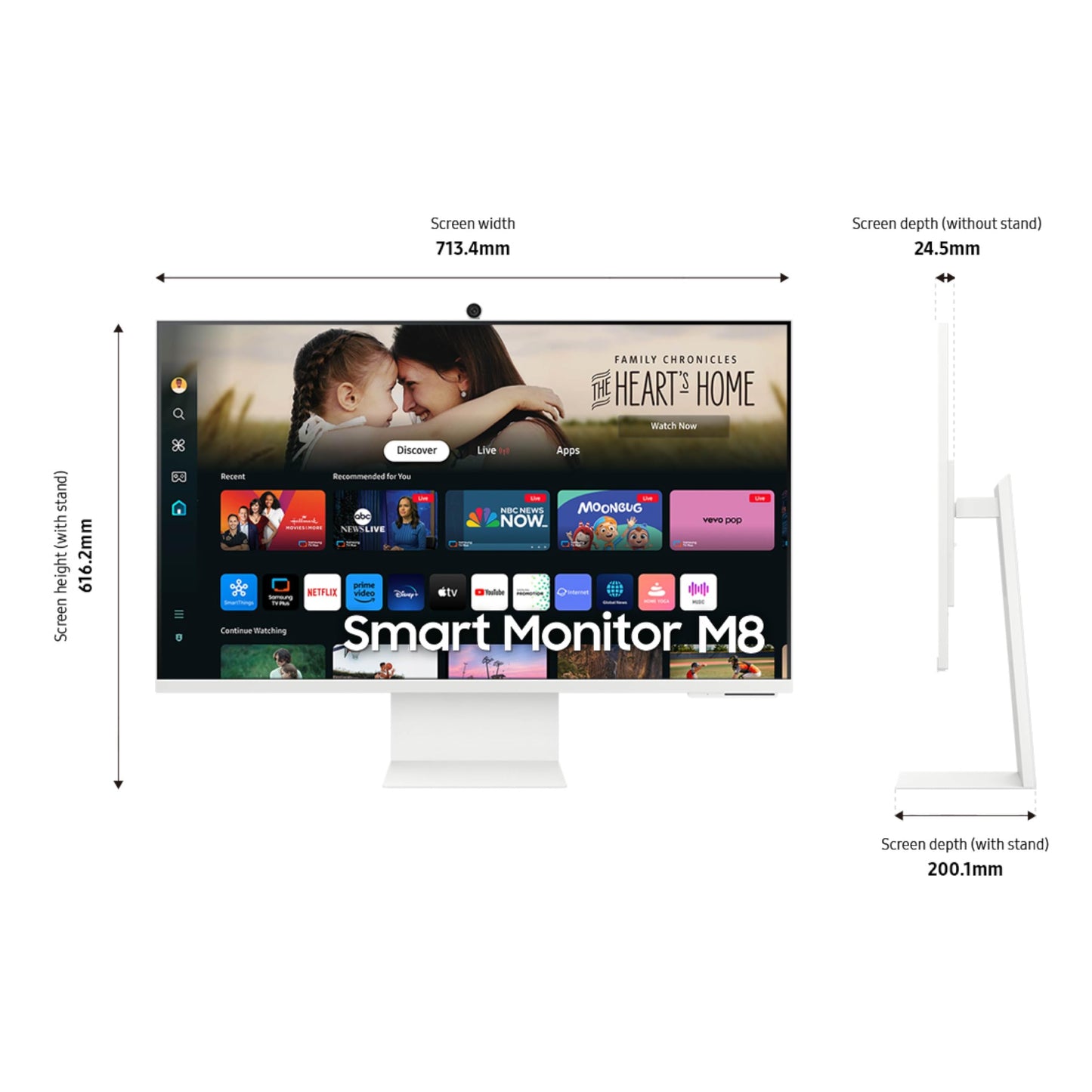 Samsung 32-Inch M8 (M80D) Series 4K Uhd Smart Monitor With Streaming Tv, Speakers, Hdr10+, Ai Upscaling, Usb-C, Ergonomic Stand,