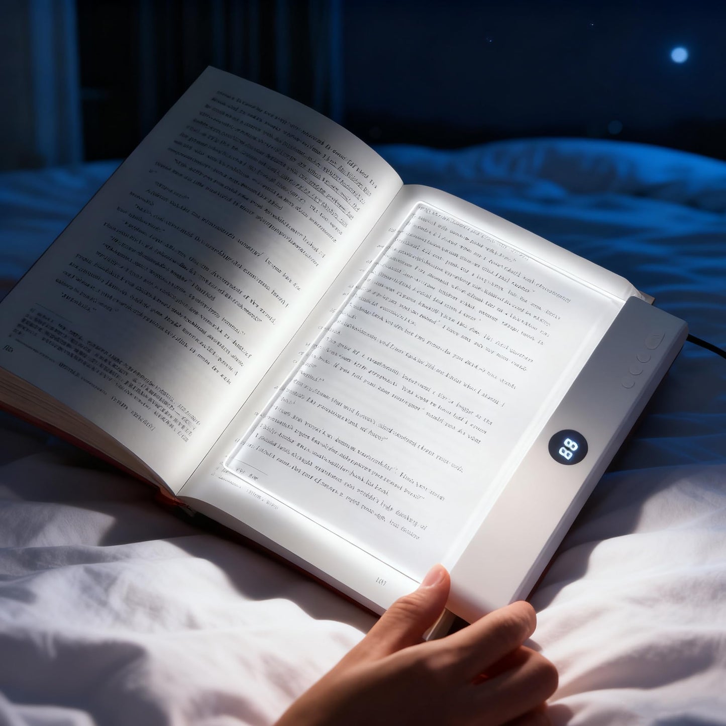 Rtettoa LED Reading Clip on Book Light - Rechargeable Flat Night Light with 3 Colors & Timer Lamp for in Bed - Gifts for Readers