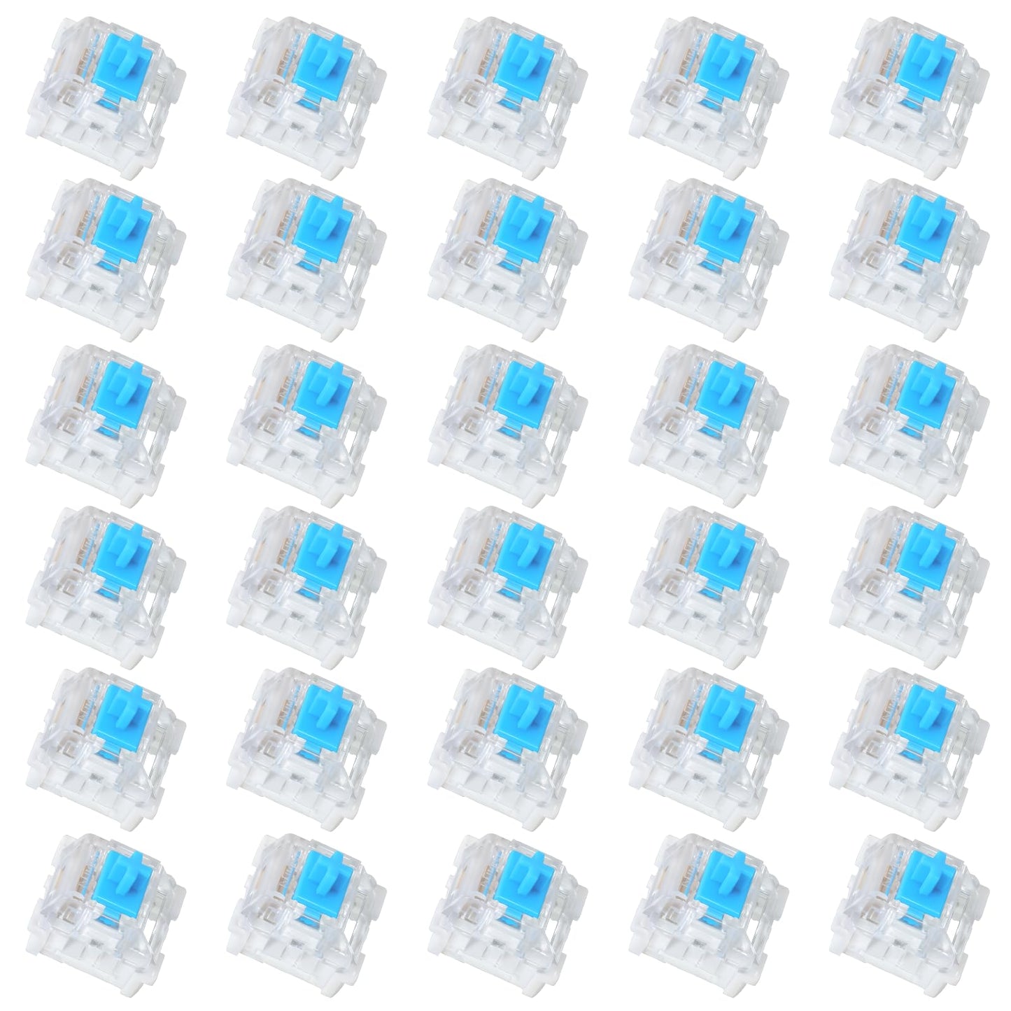 30 Pieces Blue Mechanical Keyboard Switches, 3 Pin Pre-Lubricated Clicky Key Switches, Dustproof and Waterproof Keyboard Accessories for Mechanical Gaming Keyboards