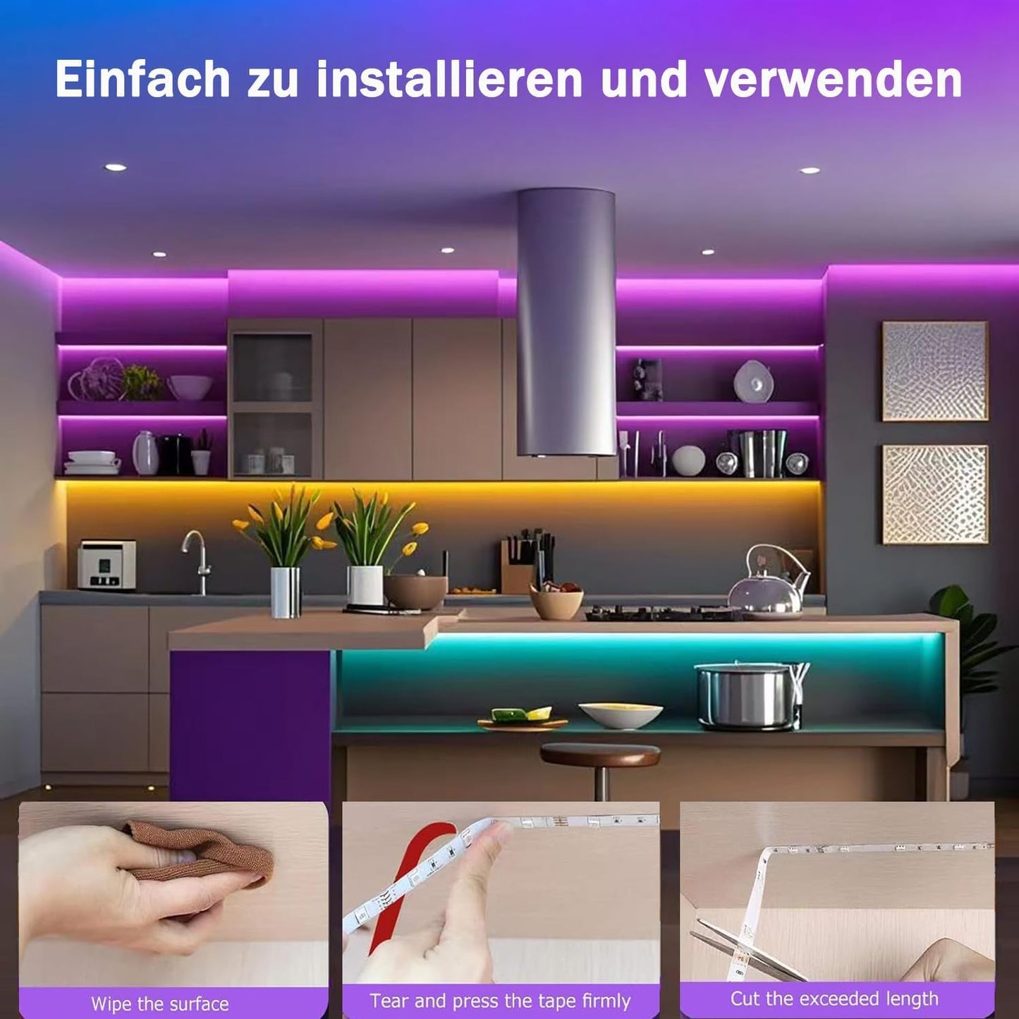 Glpe Led Strip Lights, 16.4Ft Bluetooth Rgbw, Usb Powered, Waterproof, With Smart App & Remote Control For Home Decor