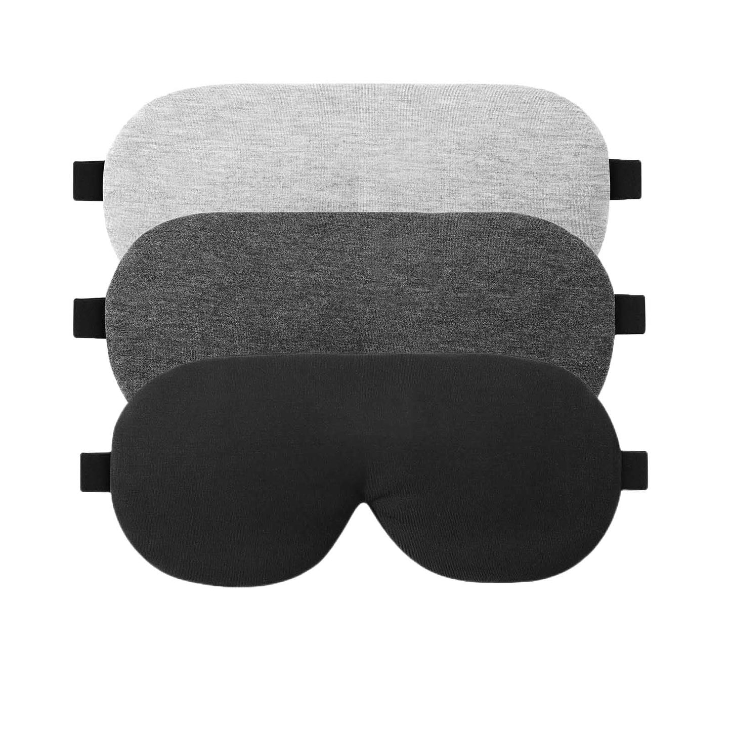 ALASKA BEAR 3 Pack Sleep Eye Masks Organic Cotton Cool Bamboo - Contoured Inserts for Pressure Free and 100% Light Blocking, Lightweight for Home or Travel Use (Black, Grey, Silver)
