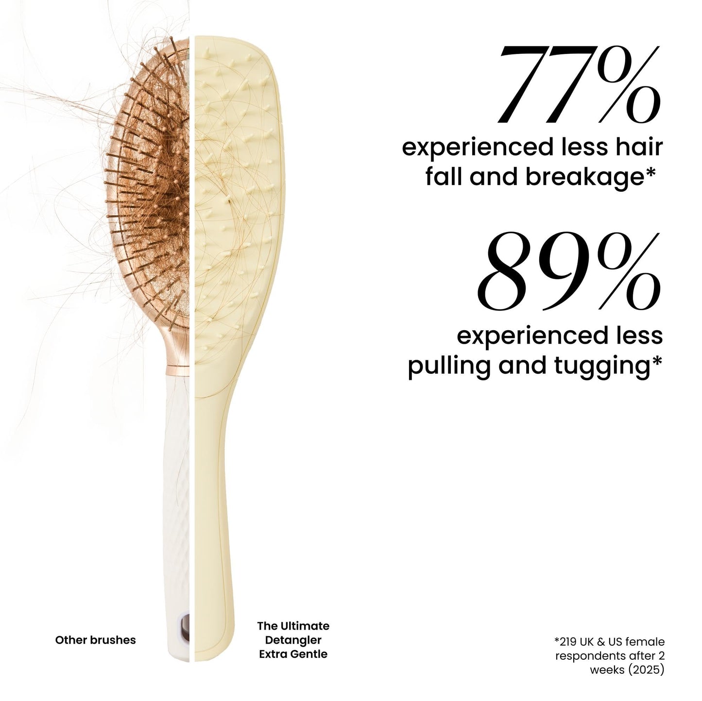 Tangle Teezer Extra Gentle Detangler Hair Brush, with Fewer Bristles for Gentle & Effective Detangling to Minimize Hair Loss & B