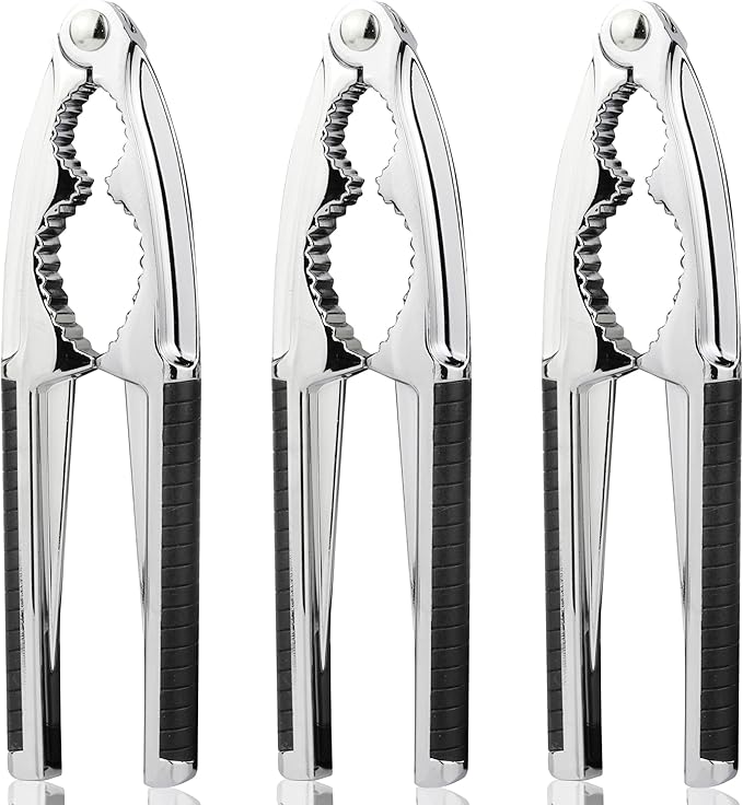 Crab Crackers and Tools, 3 Pcs Crab Crackers with Non-slip Handle, Lobster Crackers and Tools, Seafood Tools Set, Nut Cracker Set, Home Restaurant Kitchen Tools, Black