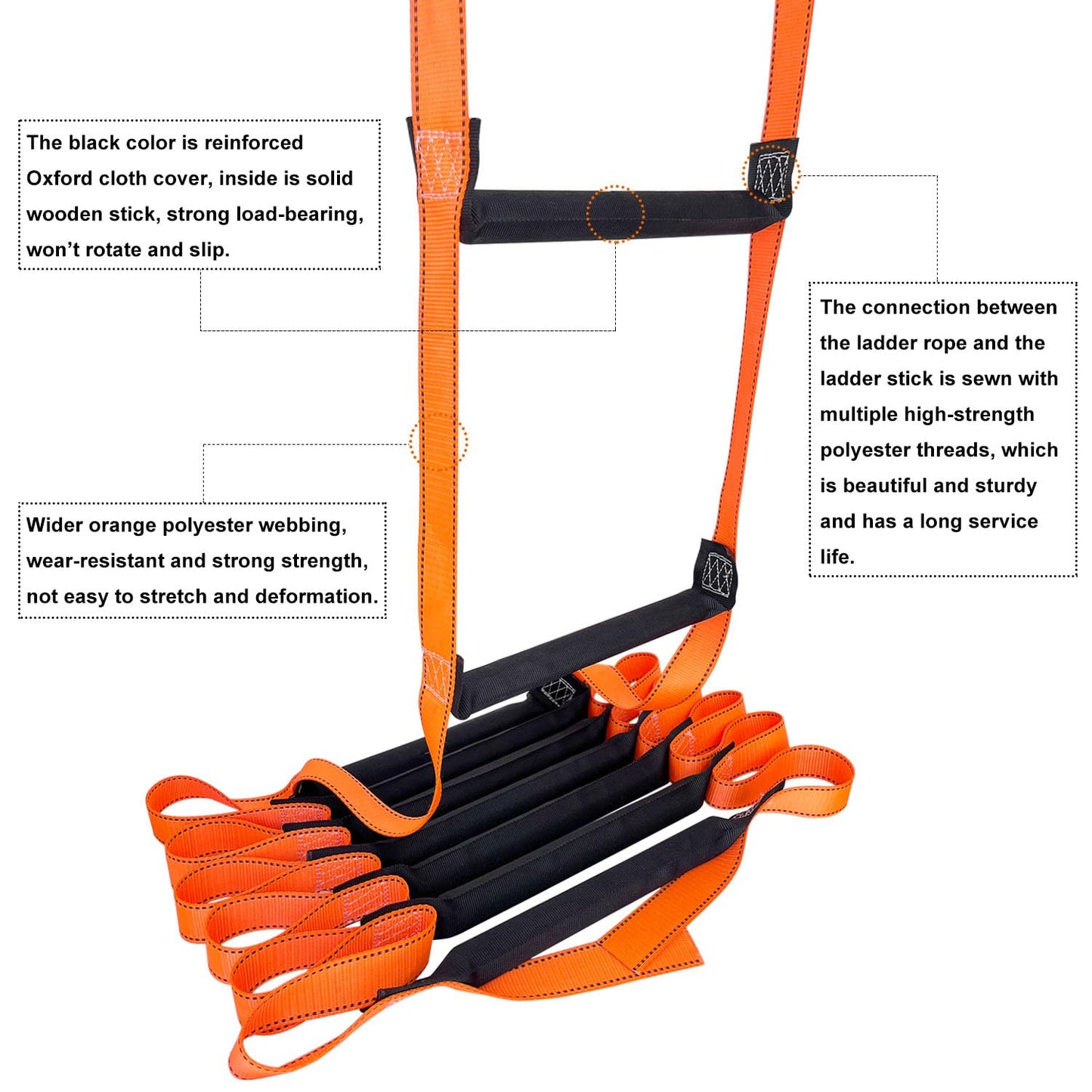 FKNGS Fire Escape Ladder, 16.4 Feet Emergency Fire Ladder, 2-3 Story Homes Reusable Safety Rope Ladder for Kids and Adults
