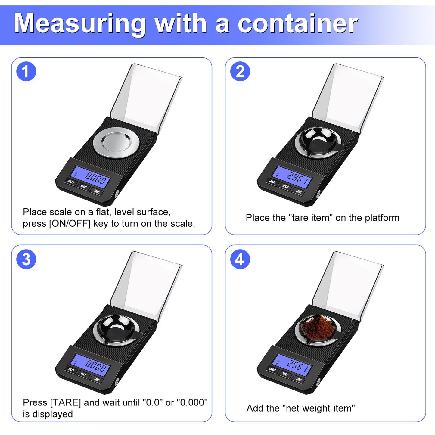 Milligram Scale 50g/0.001g High Precision Mg Scale, Portable Jewelry Scale .001 Gram Accuracy, Powder Scale, Digital Miligram Scale for Powder Medicine with Tray/Tweezers/Calibration Weight
