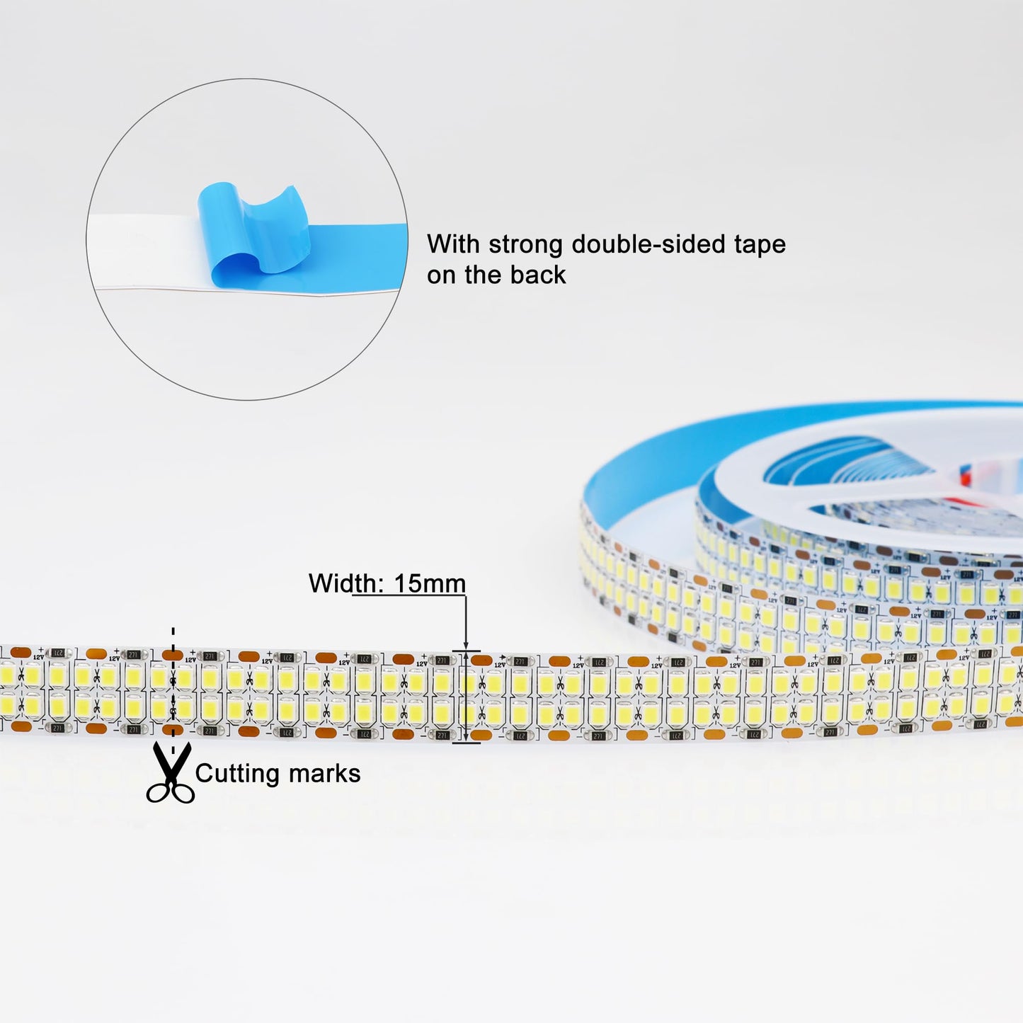 LEDENET LED Strip Lights 16.4ft 2400 LEDs Cold White 6500K Non-waterproof IP20 Flexible Tape Light DC 12V Model LEDENET-STRIP-