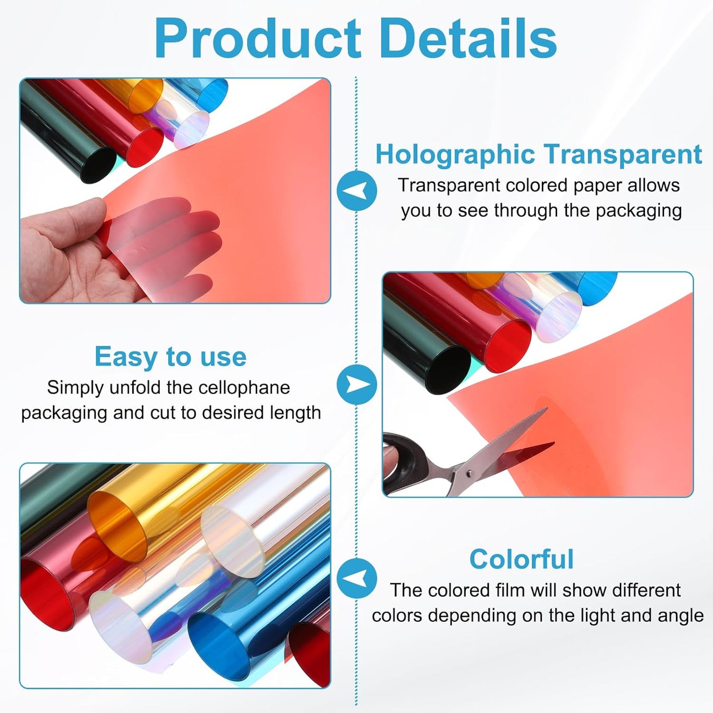 MECCANIXITY Iridescent Window Film,24" x 39" Iridescent Holographic PVC Fabric Dichroic Film Clear Vinyl Paper Roll for DIY Craft Gift Wrapping Bag Decoration,Gold