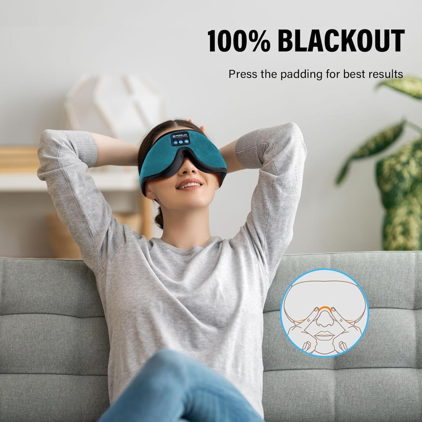 Sleep Mask with Bluetooth Headphones, 3D Sleep Mask Wireless Music Eye Mask for Sleeping Side/Back Sleepers Sleep Headphones Gift (Turquoise)
