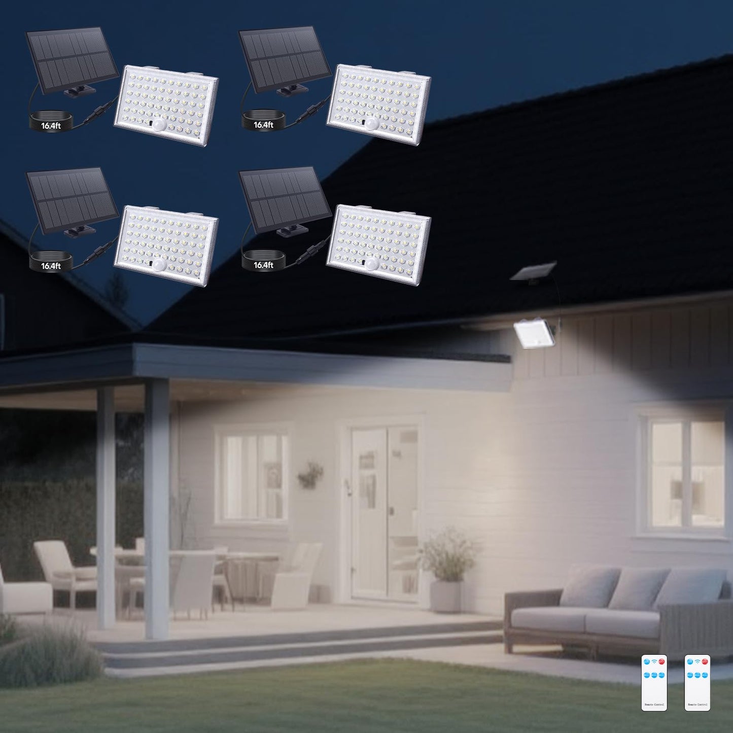 ZSYIQIXI Solar Motion Sensor Lights, Remote Control, Waterproof, 3 Modes, Garage-4pack