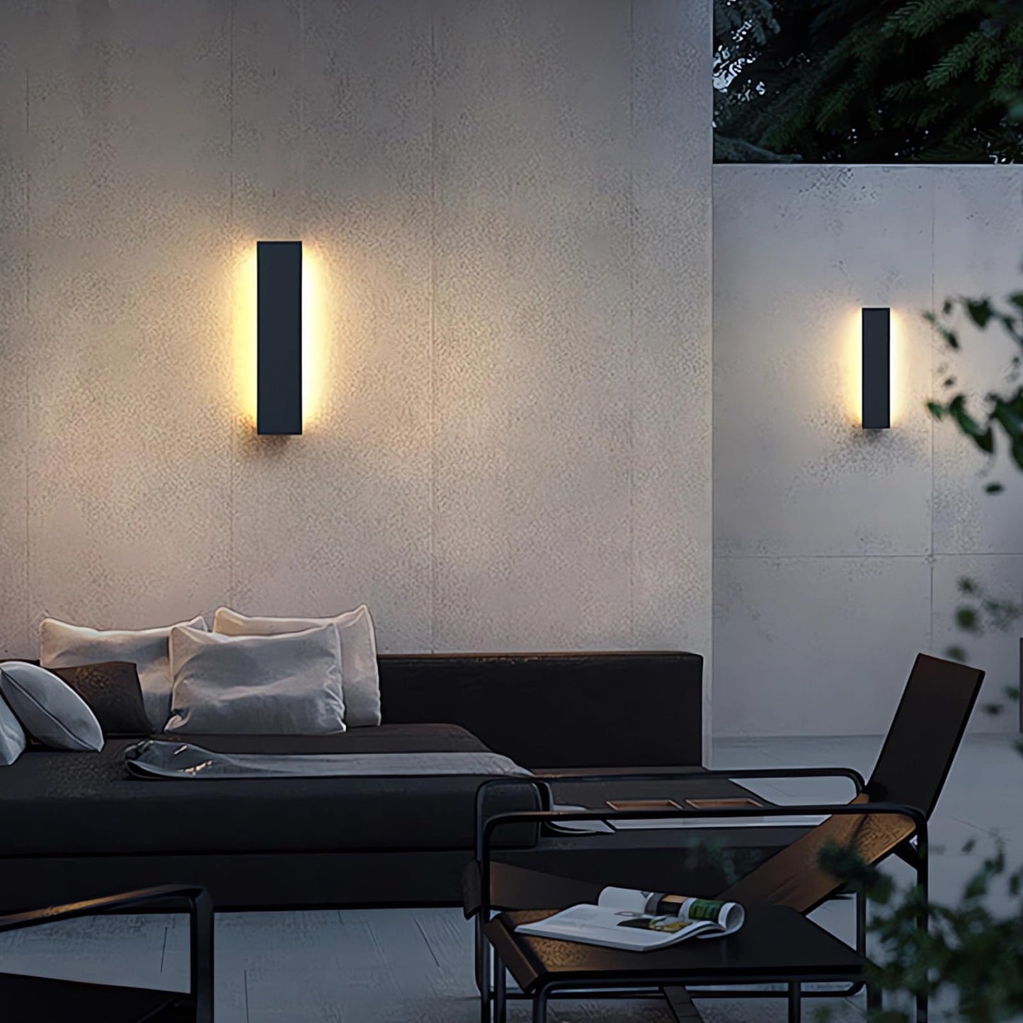 Pedforn 2Pcs 24In Modern Outdoor Wall Light  Ip65 Waterproof Outdoor Wall Sconce  3000K-6000K Dimmable Led Black Garage Lights  Exterior Wall Lighting  Anti-Rust Linear Long Outdoor Light