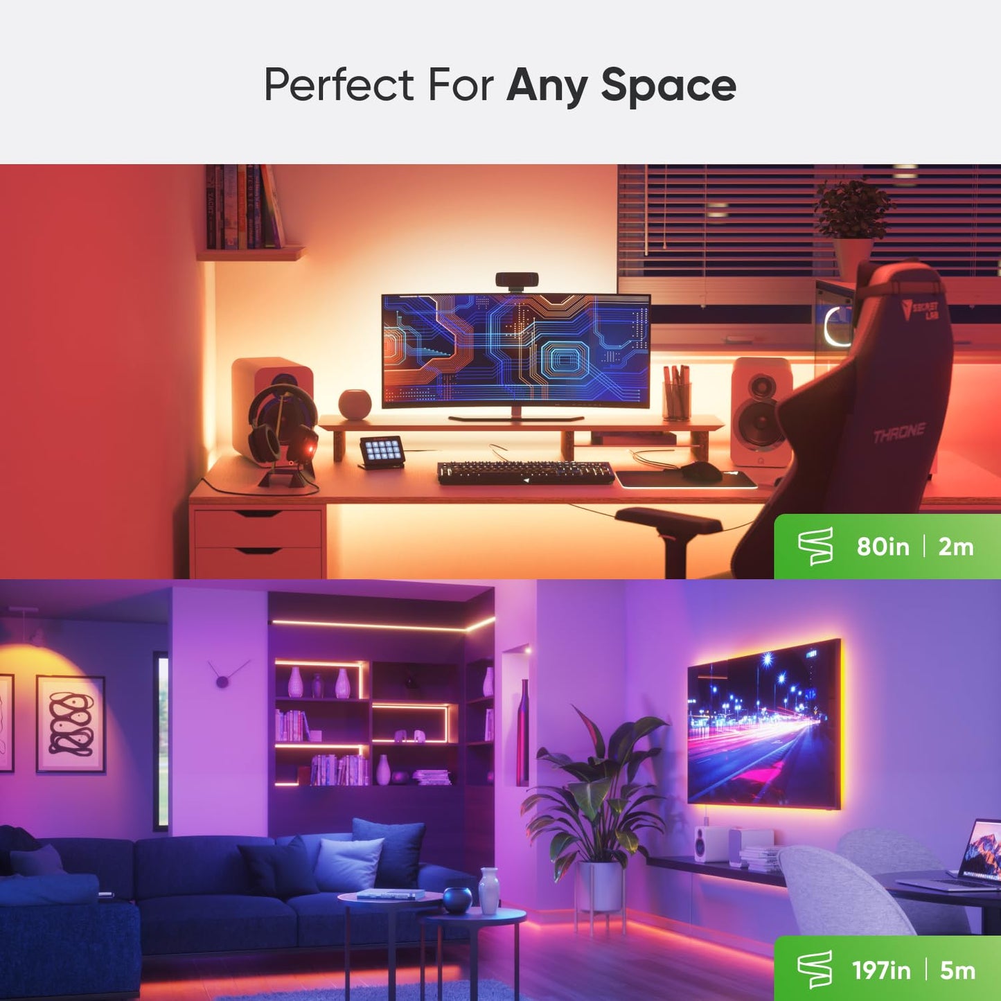 Nanoleaf Essentials 16M+ Rgbw Smart Led Lightstrip Extension, 1M, Multicolor, Model Nl55-0001Ls-1M, Bluetooth & Wifi Compatible