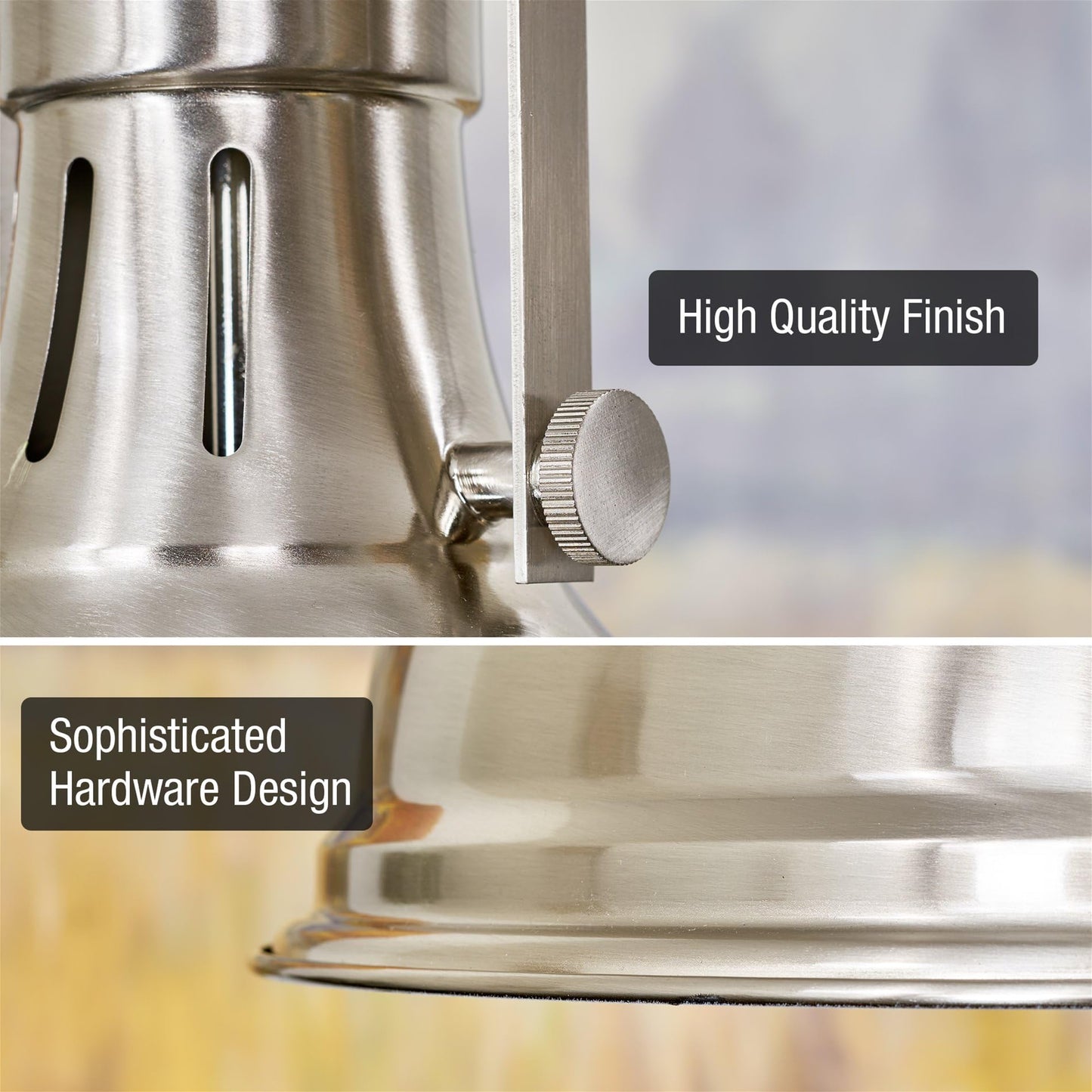 Kira Home Belle Pendant Light, 14in Adjustable Height, Brushed Nickel, Metal, Model RVY-CP6344-1-BN