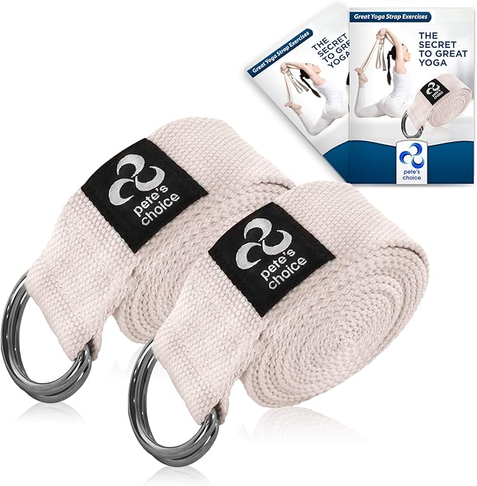 2-PACK or 5-PACK Yoga Exercise Adjustable Straps 8Ft | BONUS eBook | with Durable D-Ring For Pilates & Gym Workouts | Hold...