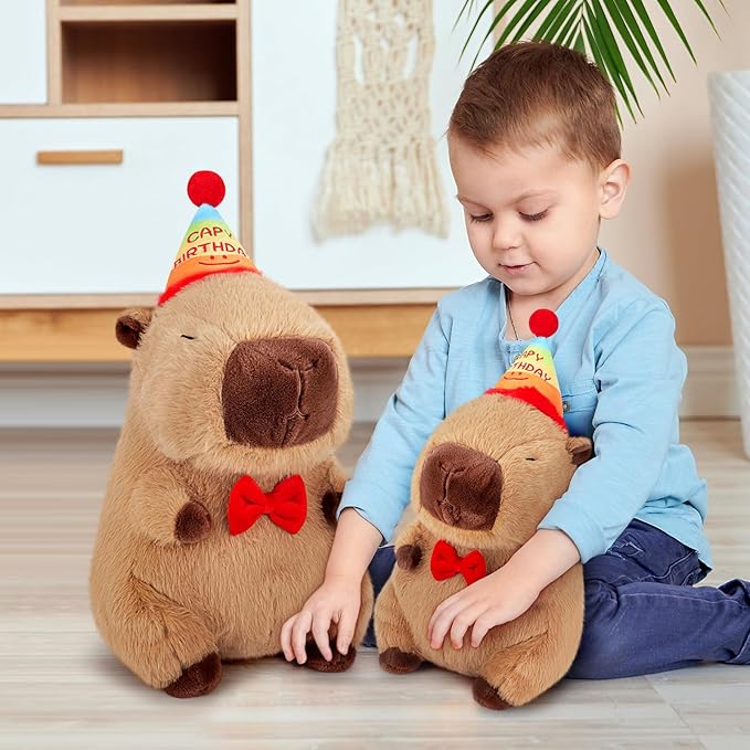 Achwishap Capybara Plush,Cute Plushies Capybara Stuffed Animal,Capybaras Plush Toys,Kawaii Plushie Stuffed Toy with Birthday Hat Plushie Gift for Kids Adults Birthday(Capybara with Birthdays Hat,18”)