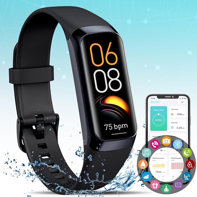 Fitness Activity Tracker for Men Women,Smart Watch with Blood Pressure Monitor Heart Rate Sleep Monitor IP67 Waterproof Pe...