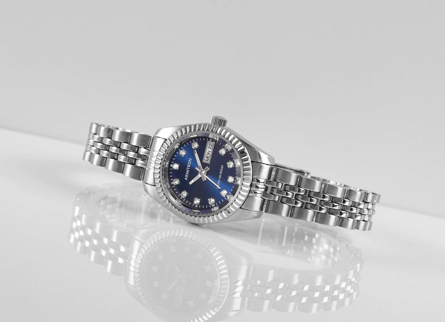 Armitron Women's Day/Date Crystal Accented Dial Metal Bracelet Watch, 75/2475