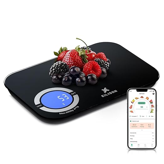 EILISON Smart Kitchen Scale with Bluetooth App, High-Precision Digital Food Scale for Baking, Cooking & Diet, 8000 Food Da...