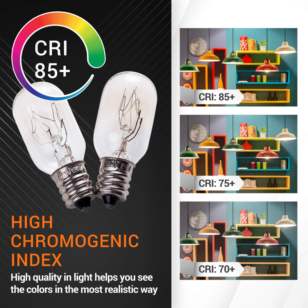Bluestars E12 T20 25W Incandescent Bulbs - 14-Pack Warm White Light For Salt Lamps & Night Lights, 2700K, Ceramic & Metal