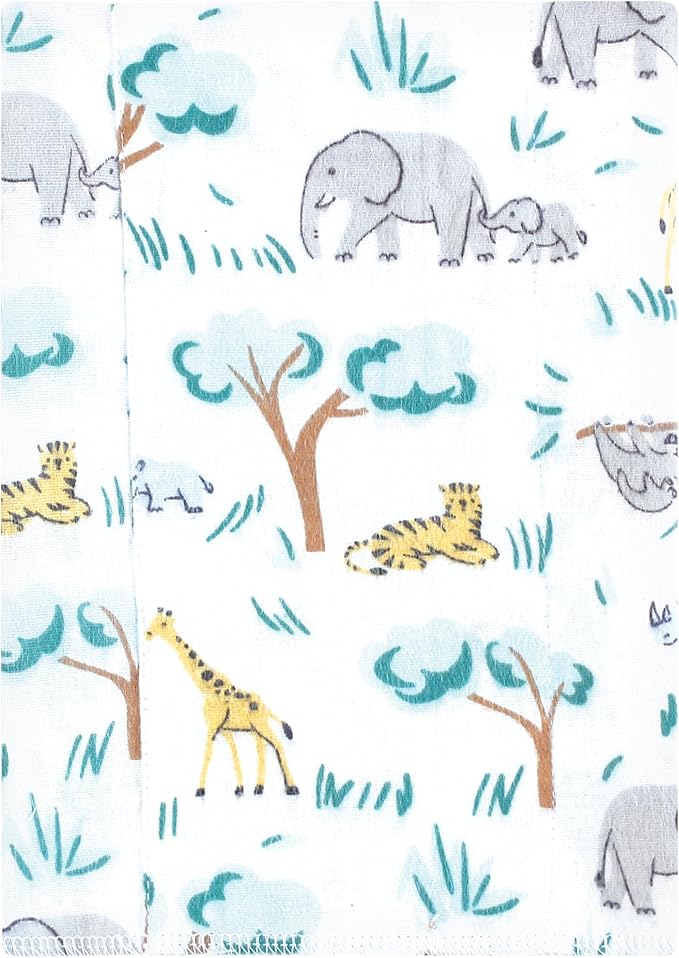 Luvable Friends Hudson Baby Flannel Burp Cloths 4pk, Jungle Safari