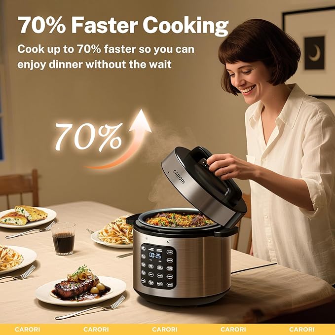 9-in-1 Electric Pressure Cooker, 1000W Instant Multi-Cooker with IMD Touchscreen, Olla de Presion, Non-Stick Pot, Rice Cook, Slow Cook, Steamer, Sauté, Warmer, Safe Venting, Silver 8 Qt