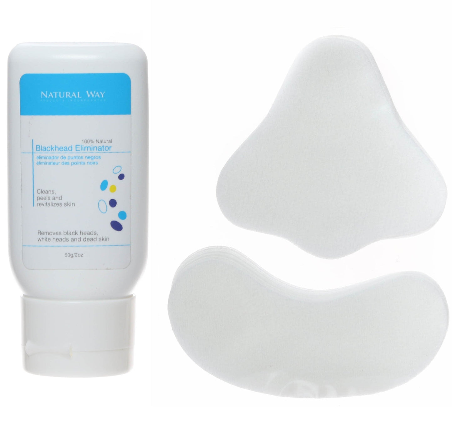 Blackhead Eliminator Kit by Natural Way - 1 Blackhead Eliminator (2oz), Nose Cloth Masks (30 pieces), Chin & Forehead Masks (40