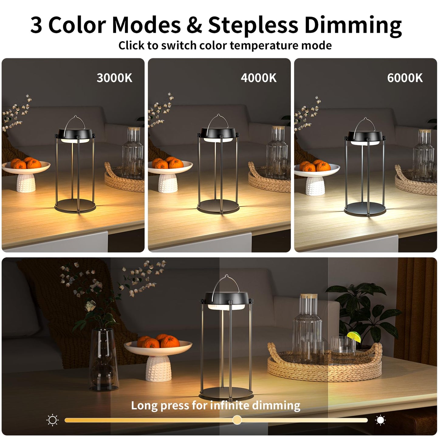 Bsgifts Solar Lantern, LED Hanging Light, 3 Color Modes, Waterproof, Black, Model CL-TD07A