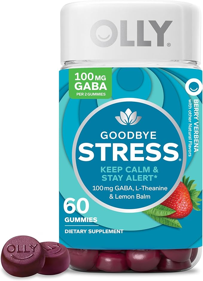 OLLY Goodbye Stress Gummy, GABA, L-Theanine, Lemon Balm, Berry - 60 Count Men's Multivitamin Gummy, Vitamins A, C, D, E, B, Lycopene, Zinc, BlackBerry - 90 Count Bundle