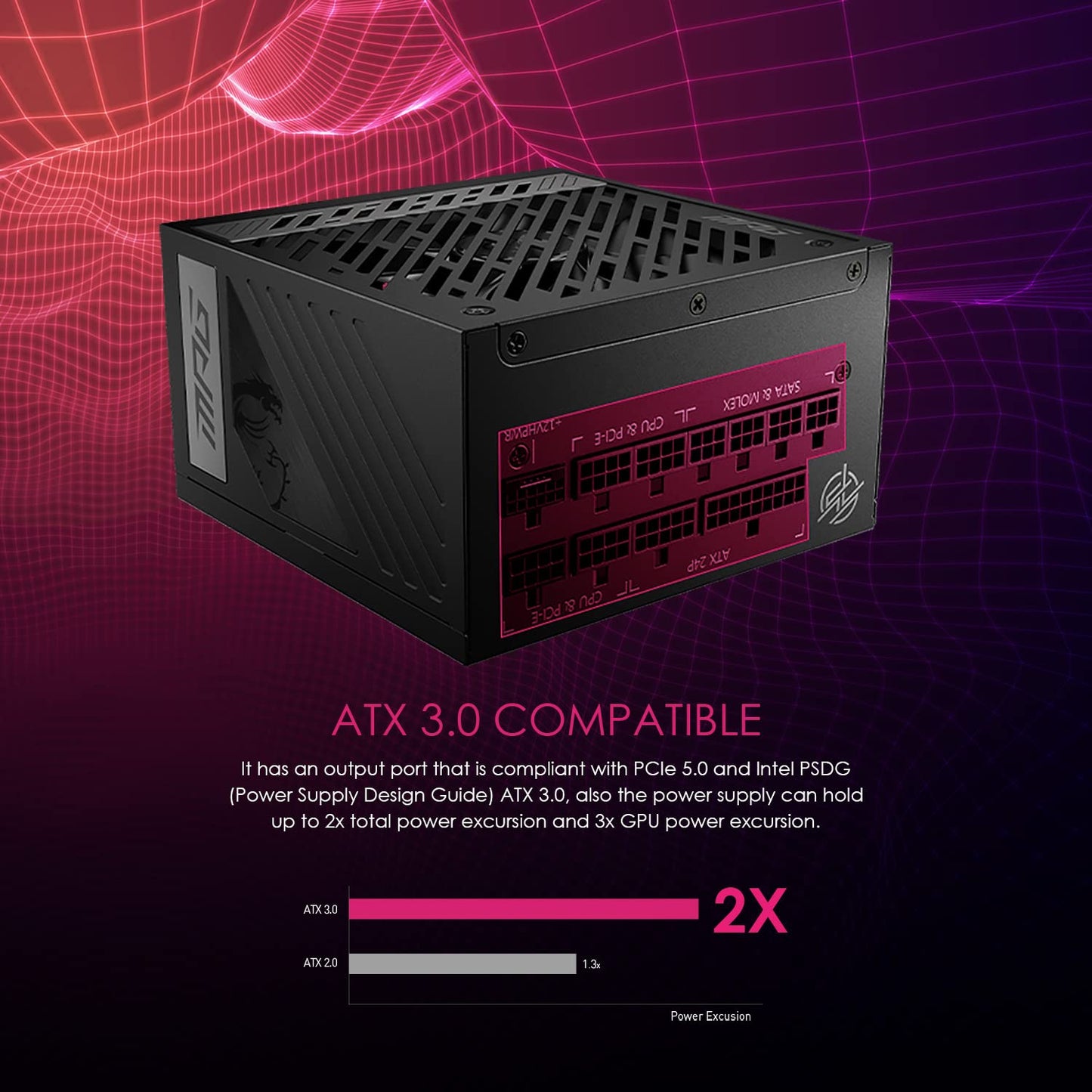 Msi Mpg A850G Pcie 5.1 & Atx 3.1 Gaming Power Supply - Full Modular - 80 Plus Gold Certified 850W - 100% Japanese 105C Capacitor