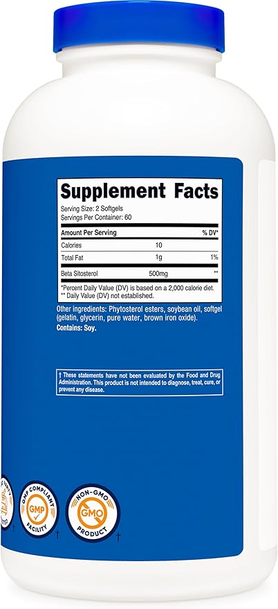 Nutricost Beta Sitosterol 240 Softgels, 500mg - GMO Free, Gluten Free Supplement, 120 Servings
