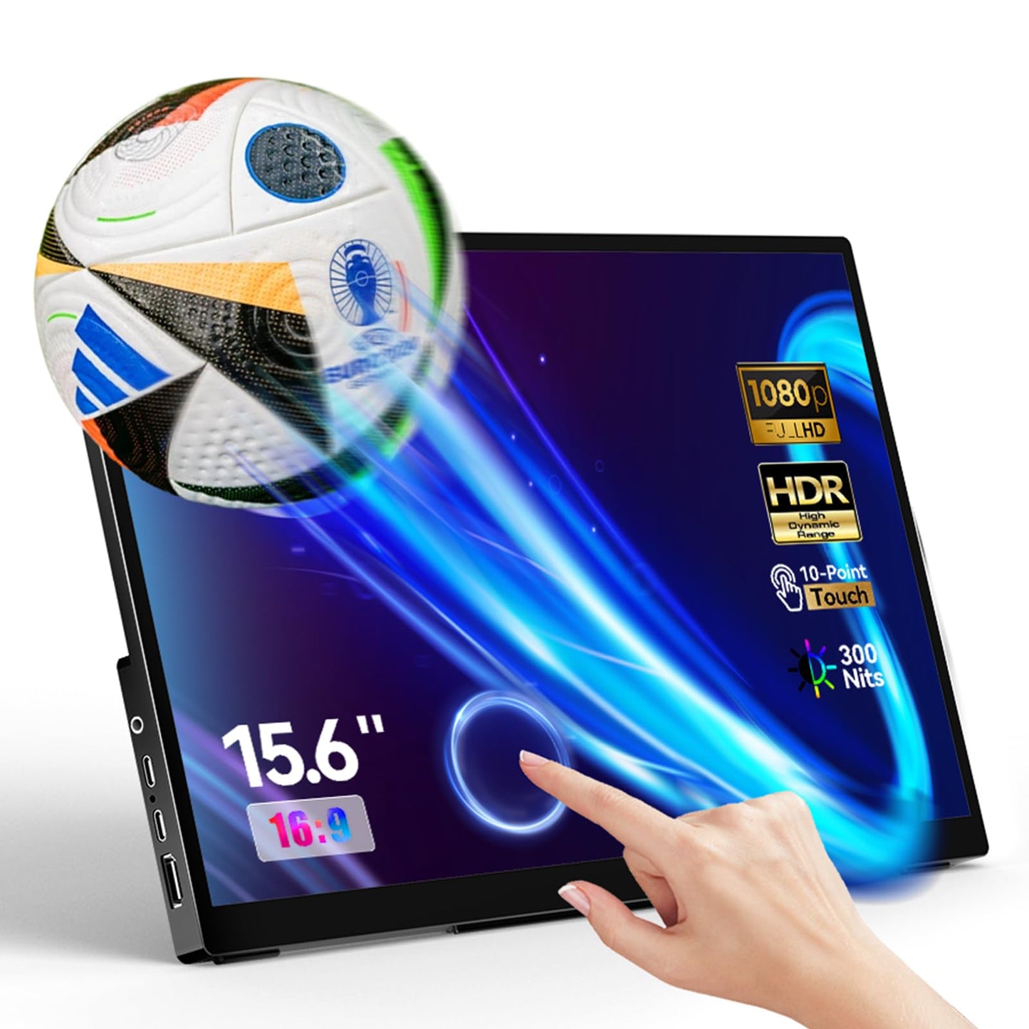 Portable Monitor Touchscreen 15.6  1080P Touch Screen Ips Usb-C Hdmi Computer Monitor Hdr Freesync Eye Care Plug And Play For Pc